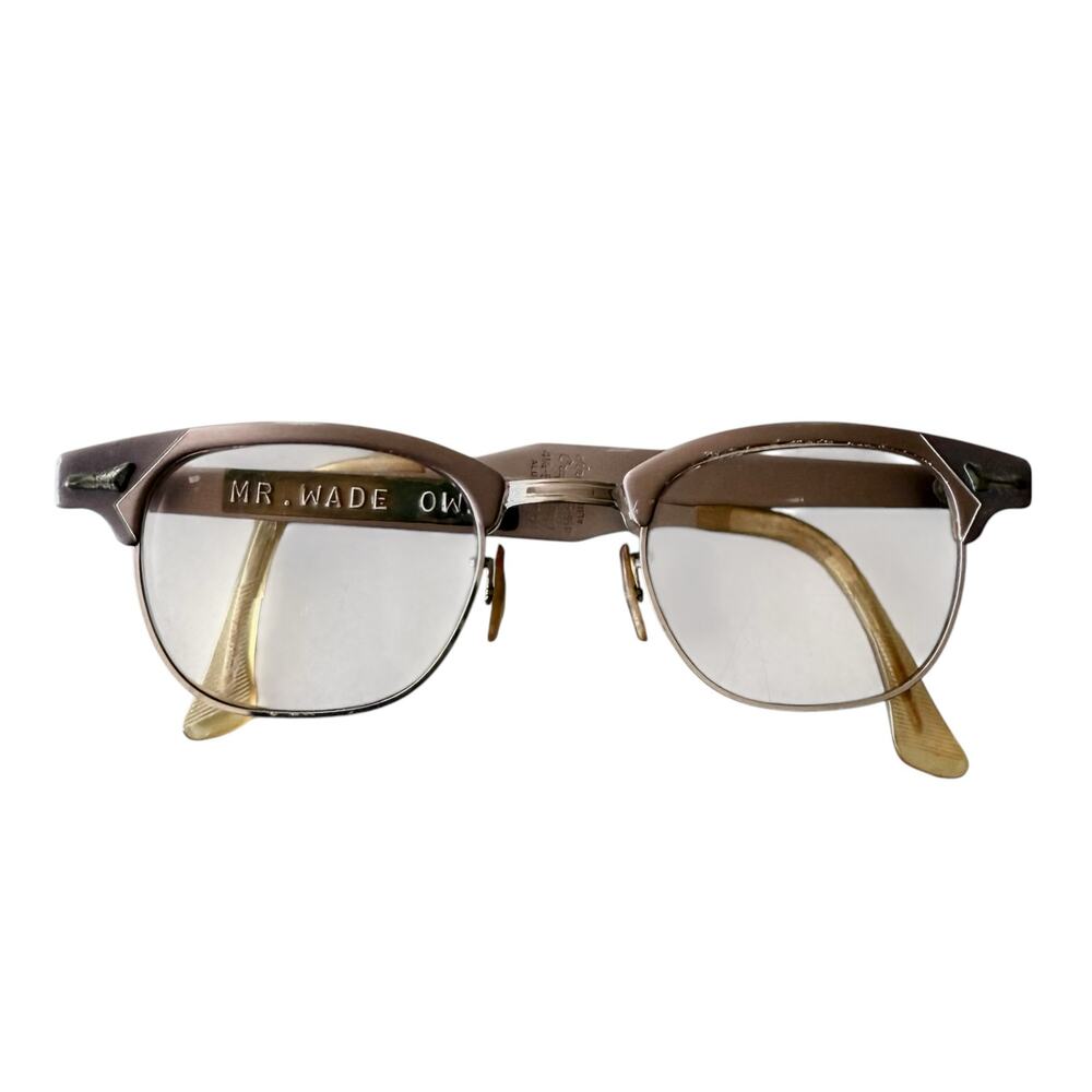 Vintage Art Craft Browline Glasses Aluminum Two Tone 60s Bifocal Lenses